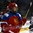GRAND FORKS, NORTH DAKOTA - APRIL 18: Russia's Mikhail Bitsadze #9 celebrates a second period goal against Latvia during preliminary round action at the 2016 IIHF Ice Hockey U18 World Championship. (Photo by Matt Zambonin/HHOF-IIHF Images)

